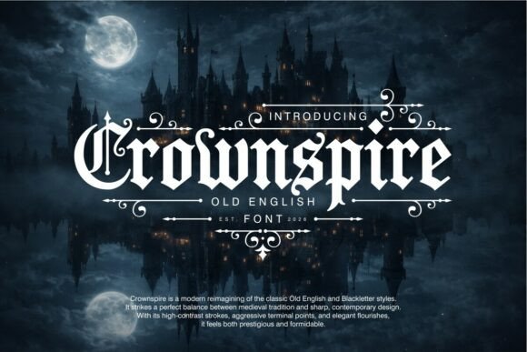 Crownspire: A Modern Blackletter Typeface for Boutique Branding