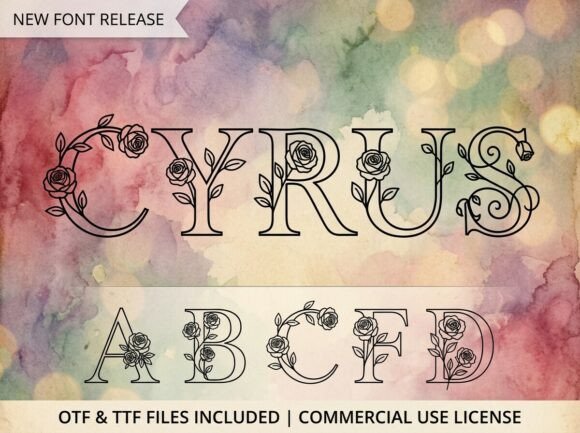 Cyrus Display Typeface: A Botanical Decorative Font for Campaign Design