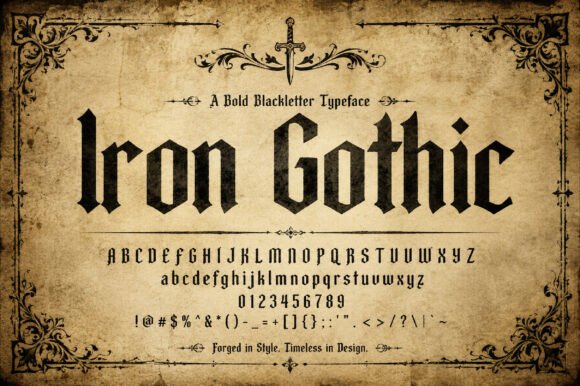 Iron Gothic Typeface: Bold Blackletter for Editorial Design