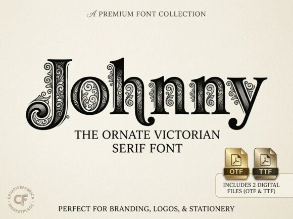Johnny Ornate Victorian Serif Font for Premium Digital Branding