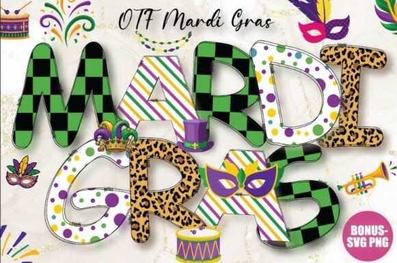 Mardi Gras Alphabets Pack for Festive Editorial Design