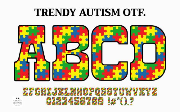 Trendy Autism: A Vibrant Color Font for Bold Designs